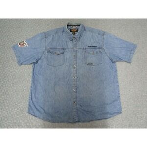 VTG Harley Davidson Shirt Mens XXL Blue Denim Motorcycle Biker Everyday Basic